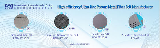 Electrodeposited coating of Platinum on Titanium TA1 High Porosity 30-90%  Sintered Titanium Fiber Felt  with Thickness 0.2-2mm---Best GDL/PTL for PEMWE